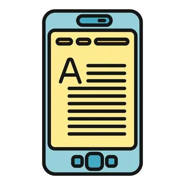 Smartphone displaying ebook content with large a 库存插图