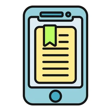 Smartphone displaying ebook reading with a bookmark saved Stock Illustration