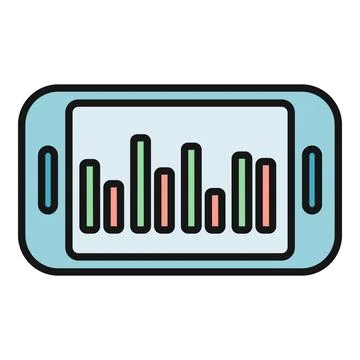 Smartphone displaying financial bar chart analytics and data Stockillustratie