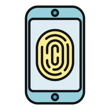Smartphone displaying fingerprint for biometric security unlocking Stock Illustration