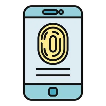 Smartphone displaying fingerprint scan for biometric security Stock Illustration