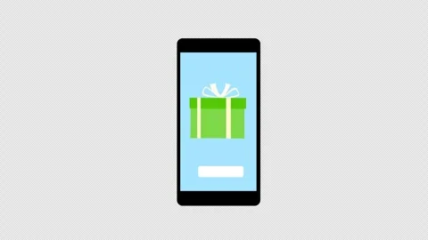 Smartphone Displaying Gift Box Notification for Mobile Reward and Promotion Stock Footage 339760543