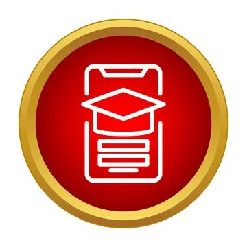 Smartphone displaying graduation cap icon for online education Stock Illustration