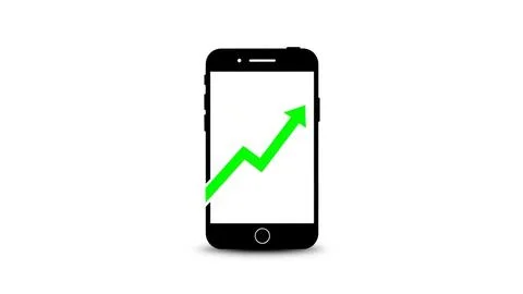 Smartphone displaying growth chart Stock Illustration