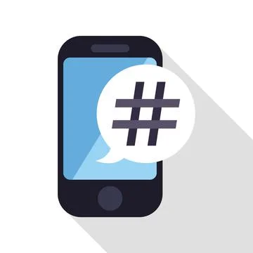 Smartphone displaying hashtag symbol in conversation bubble Stock Illustration