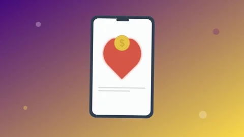 Smartphone Displaying Heart with Floating Gold Coin Social Commerce Animation Stock-Footage 345982335