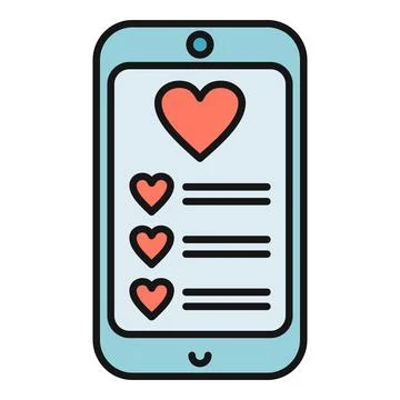 Smartphone displaying hearts representing online dating mobile app Stock Illustration