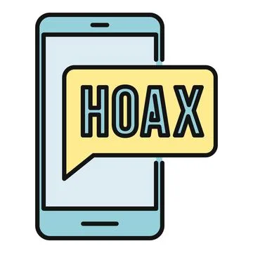Smartphone displaying a hoax message indicating misinformation and scam Stock Illustration
