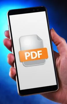 A smartphone displaying the icon of PDF file 스톡 사진