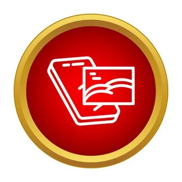 Smartphone displaying landscape image concept in circle Stock Illustration