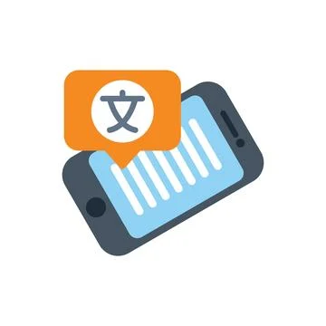 Smartphone displaying language settings icon for translation app Illustrazione stock