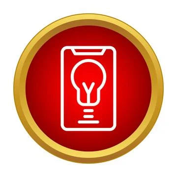 Smartphone displaying a light bulb icon on its screen Stock Illustration