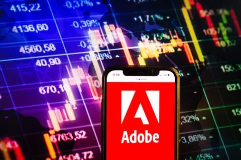 Smartphone displaying logo of Adobe Inc Stock Photos