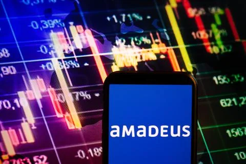 Smartphone displaying logo of Amadeus IT Group Stock Photos
