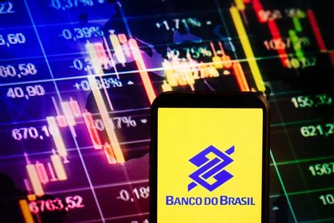 Smartphone displaying logo of Banco do Brasil Stock Photos