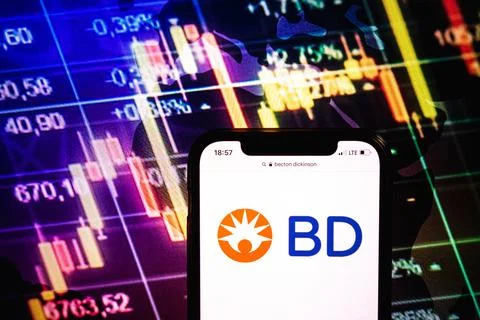 Smartphone displaying logo of Becton Dickinson company Stock Photos
