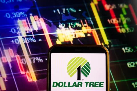 Smartphone displaying logo of Dollar Tree Stock Photos