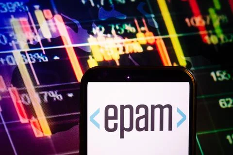 Smartphone displaying logo of EPAM Systems Stock Photos