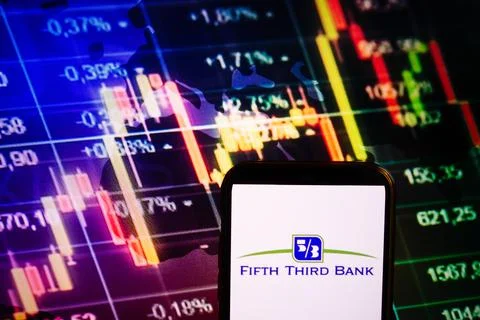 Smartphone displaying logo of Fifth Third Bank Stock Photos
