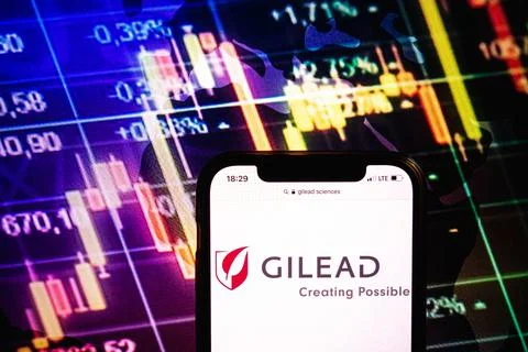 Smartphone displaying logo of Gilead Sciences company Stock Photos