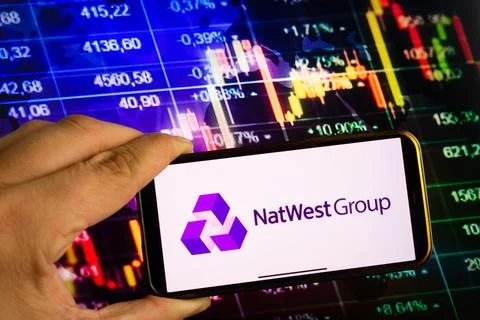 Smartphone displaying logo of NatWest Group Stock Photos