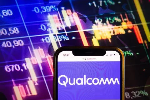 Smartphone displaying logo of Qualcomm Inc Stock Photos