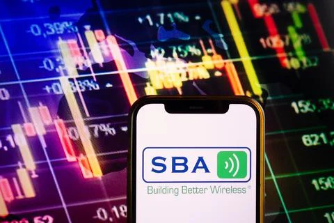 Smartphone displaying logo of SBA Communications Stock Photos