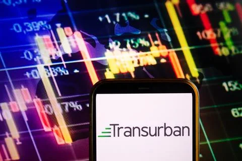 Smartphone displaying logo of Transurban Stock Photos