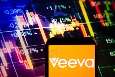 Smartphone displaying logo of Veeva Systems Stock Photos