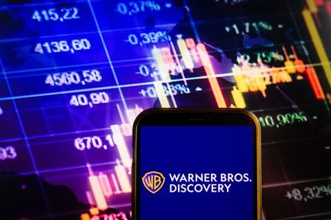 Smartphone displaying logo of Warner Bros Discovery Stock Photos
