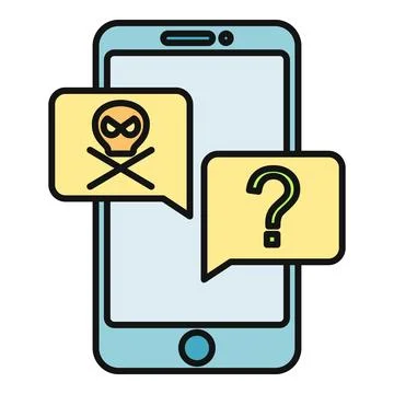 Smartphone displaying malware warning and cyber security question Illustrazione stock