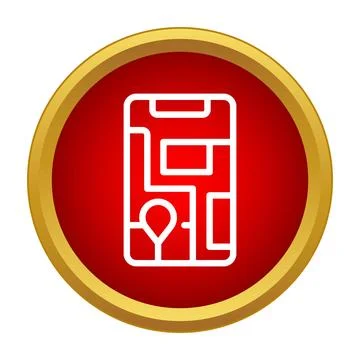 Smartphone displaying map application with gps navigation pin Stock Illustration