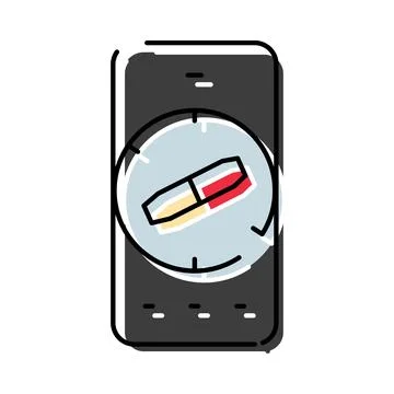 Smartphone displaying medication reminder app with pill Stock Illustration