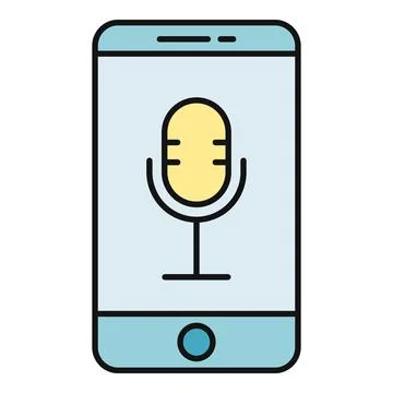 Smartphone displaying microphone icon for audio recording Illustrazione stock