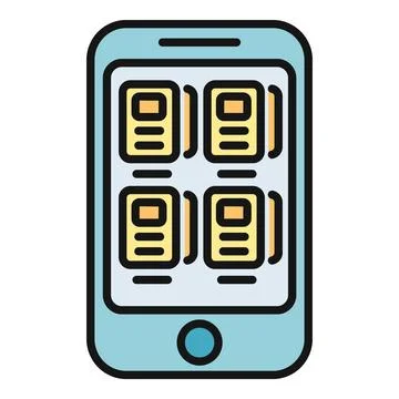 Smartphone displaying multiple application icons on screen 스톡 일러스트