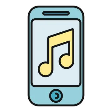 Smartphone displaying musical note icon on screen イラスト素材