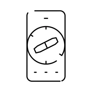 Smartphone displaying navigation app compass icon technology Stock Illustration