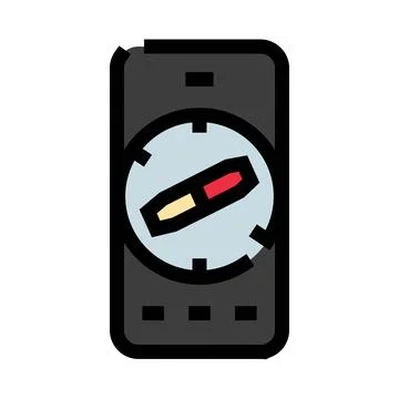 Smartphone displaying navigation app with digital compass 스톡 일러스트