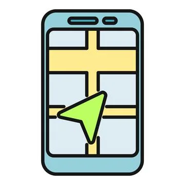 Smartphone displaying navigation app with location pointer Stock Illustration