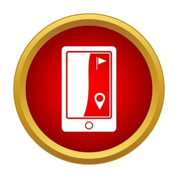 Smartphone displaying navigation map with location pin icon Stock Illustration