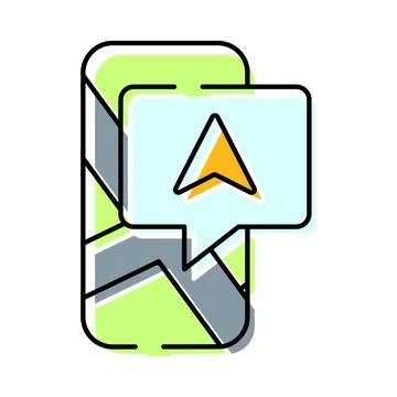 Smartphone displaying navigation map with location indicator Stock Illustration