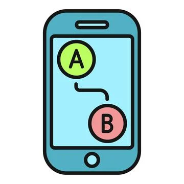 Smartphone displaying navigation map route planning journey Stock Illustration