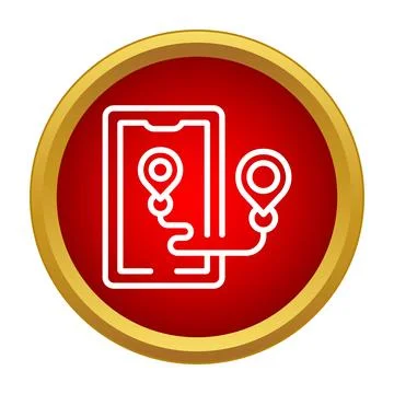 Smartphone displaying navigation route between two pin locations Stock Illustration
