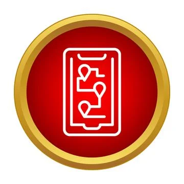 Smartphone displaying navigation route with location pins Stock Illustration
