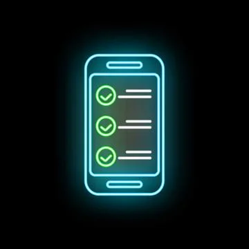 Smartphone displaying neon checklist mobile task management app Stock Illustration