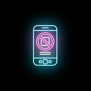 Smartphone displaying no camera sign with neon light Stock Illustration