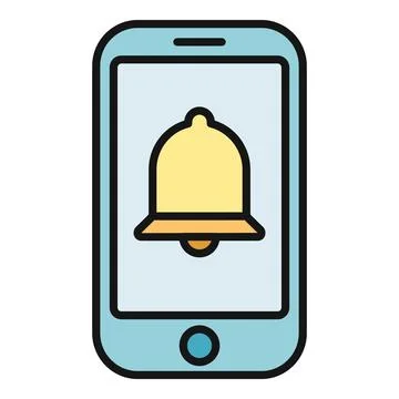 Smartphone displaying notification bell alert icon Stock Illustration