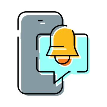 Smartphone displaying notification bell and message speech bubble Stock Illustration
