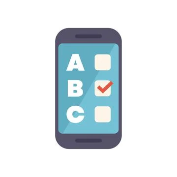 Smartphone displaying online survey with multiple choice answers Illustrazione stock
