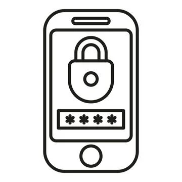 Smartphone displaying padlock and password protecting data security Illustrazione stock